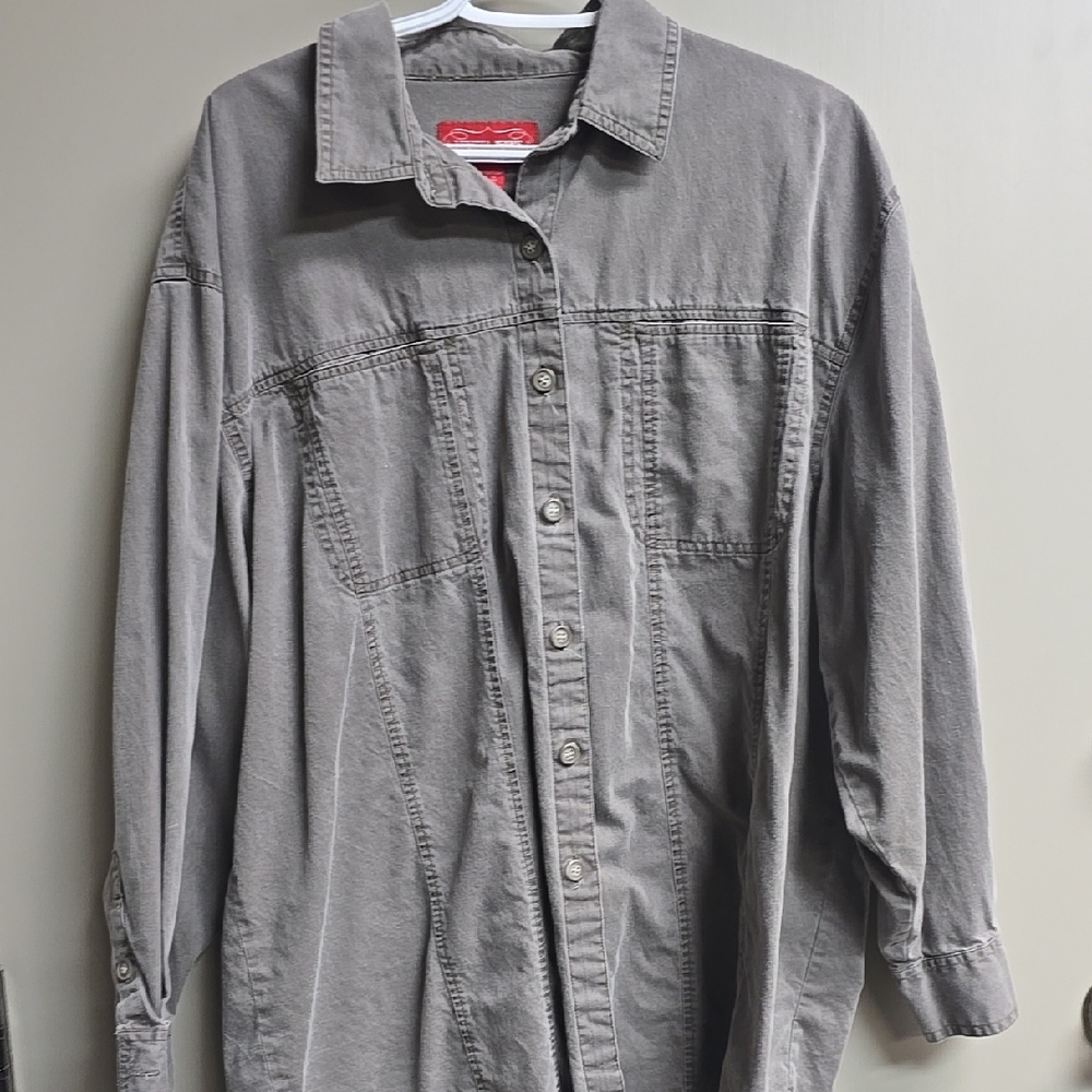 Venezia Gray Button Down Shirt with Textured Fabric